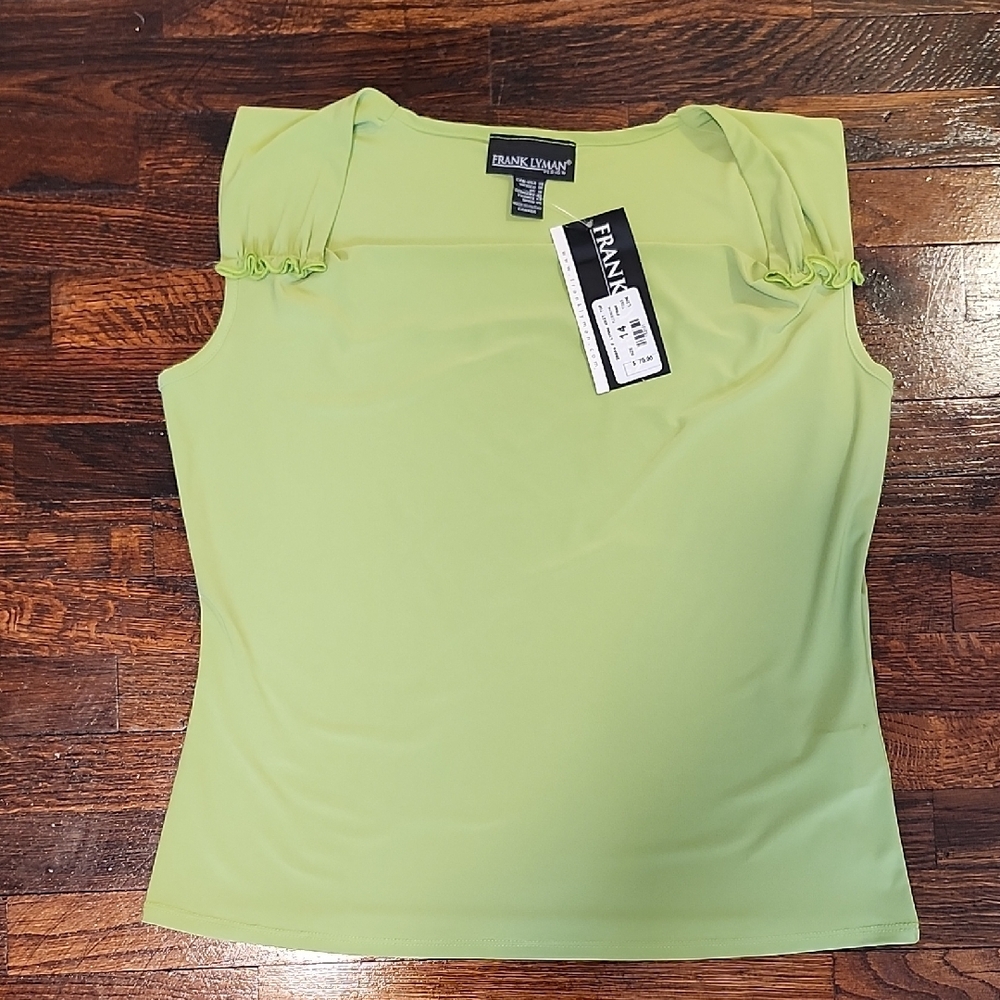 NWT Frank Lyman Design Lime Green Women's Sleeveless Cowl Neck Blouse